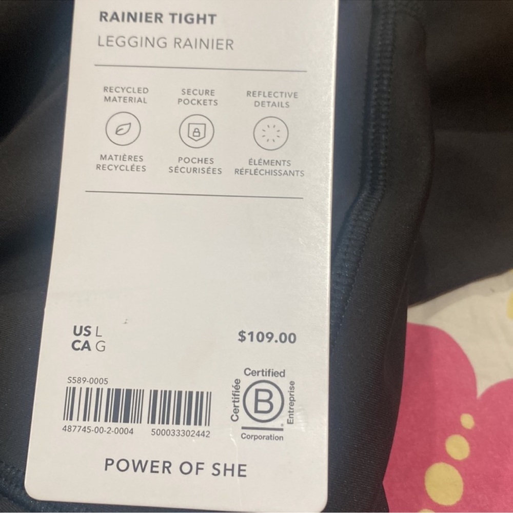 NWOT Athleta Rainier Tights Fleece Lined Black (Large) - Picture 11 of 12